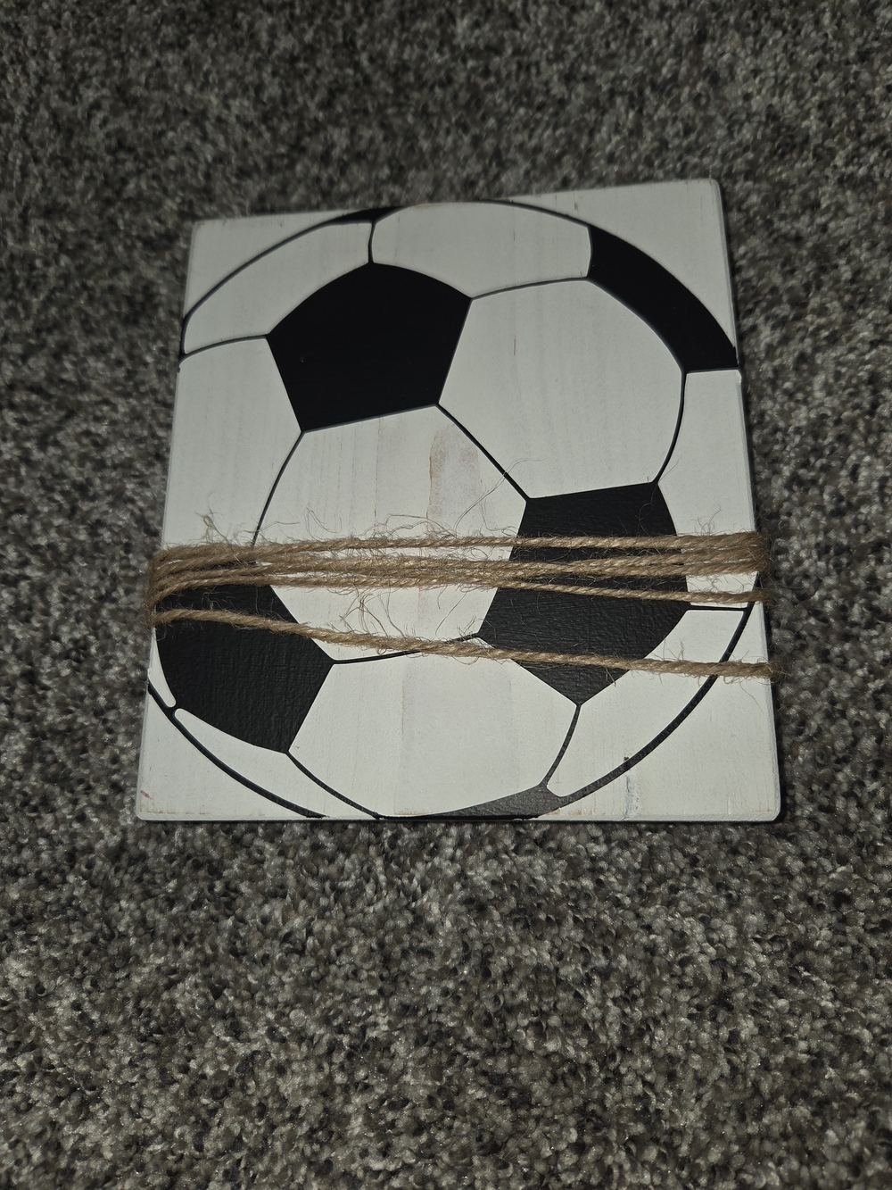 Soccer ball wooden picture holder 6 x 6